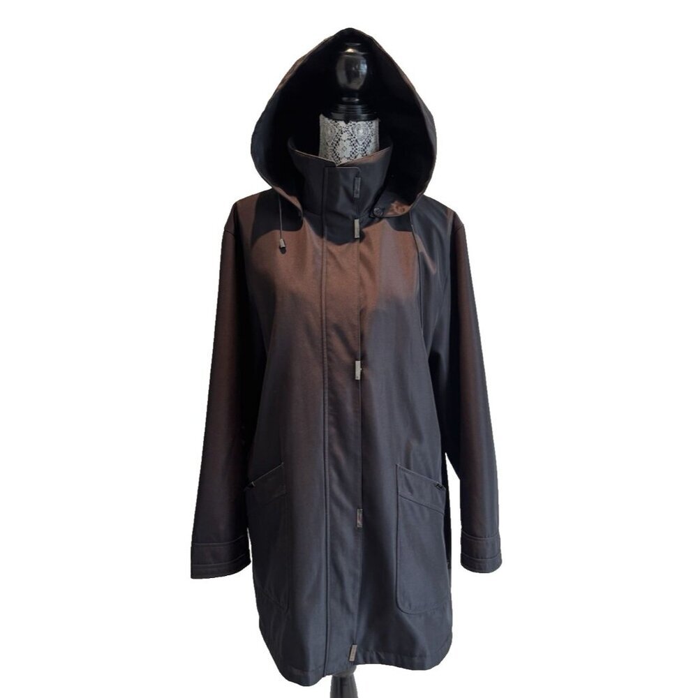 London Fog Water Resistant Hooded‎ Softshell Jacket In Black Size M womans